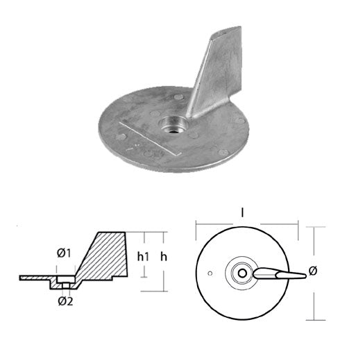Anodo Pinna Honda per 75 90 115 130 cv Hp - Ricambio Pinna Fuoribordo Honda