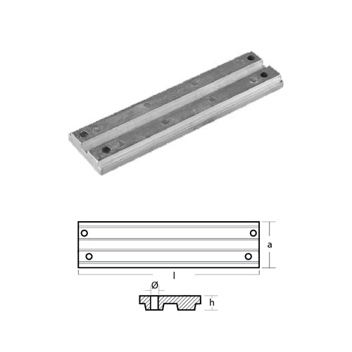 Anodo Piastra Trim Mercury 40/60 cvm Mercruiser V6 135/150/175 VERADO Alluminio