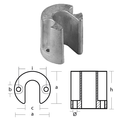 Anodo Collare per Trim Mercruiser Serie Bravo Alluminio - Mercury Mercruiser