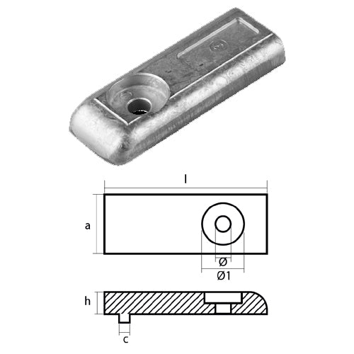 Anodo Piastra per Verado 215 - 275 - Piastrina Mercury Mercruiser in Alluminio