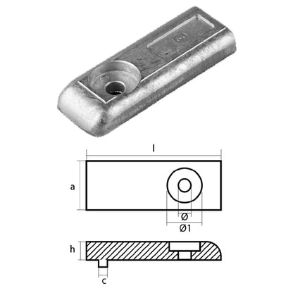 Anodo Piastra per Verado 215 - 275 - Piastrina Mercury Mercruiser in zinco