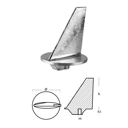 Anodo Pinna per Motore Mercury 80/140 Hp Cv - Pinna Mercury Mercruiser