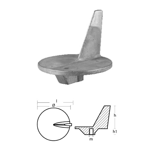 Anodo Pinna per Motore Mercury 50/140  Hp Cv - Pinna Mercury Mercruiser