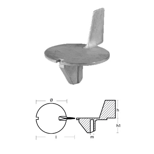 Anodo Pinna per Mercury America 25  HP dal 1990 - Pinna Mercury Mercruiser