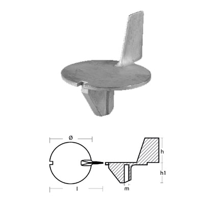 Anodo Pinna per Mercury America 25  HP dal 1990 - Pinna Mercury Mercruiser