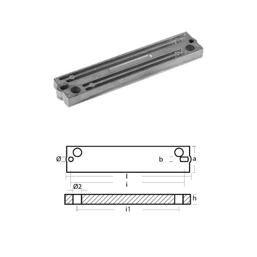 Piastra per motore Tohatsu 60/70/90/120/140/150 HP - Anodi Tohatsu Alluminio
