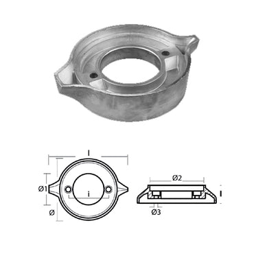 Anodo collare Volvo Penta 280-290 e single prop V18 - AQ 200-290, SP in Zinco