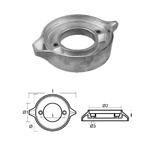 Anodo collare Volvo Penta 280-290 e single prop V18 - AQ 200-290, SP, Alluminio