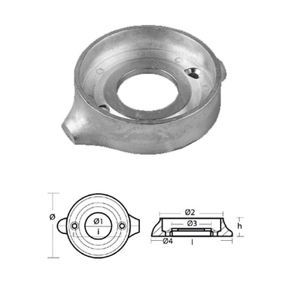 Anodo Volvo Penta collare a due pezzi 120 sail drive