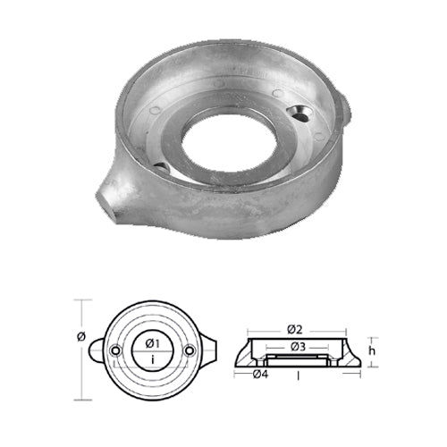 Anodo Volvo Penta collare a due pezzi 120 sail drive