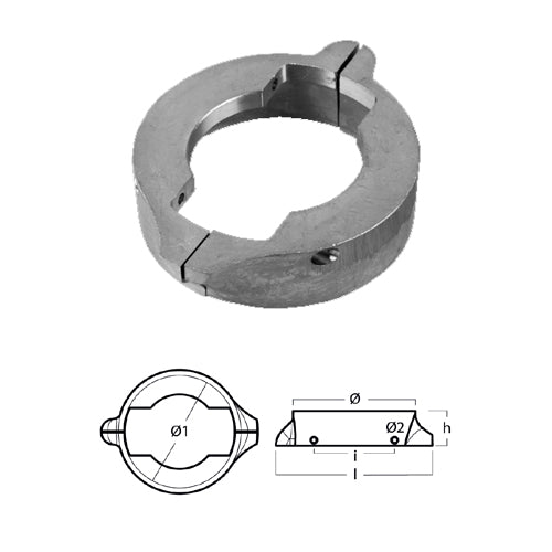 Anodo Volvo Penta collare a 2 pezzi volvo penta 120 sail drive Alluminio