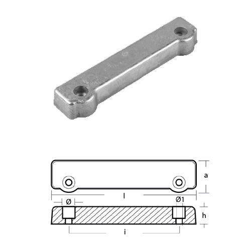 Anodo Volvo Penta Barra AQ 200 250 270 275 280 285 Alluminio
