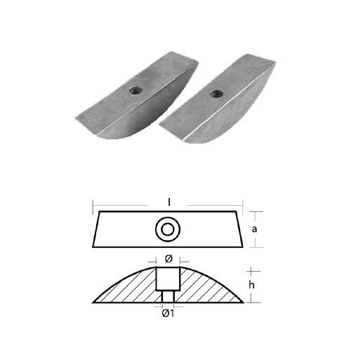 Anodo Volvo Penta Piastrina per elica abbattibile sail drive 110 120 Alluminio