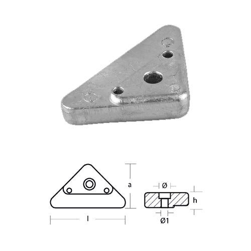 Anodo Volvo Penta triangolare per Volvo Penta SX DPX XDP-B Alluminio