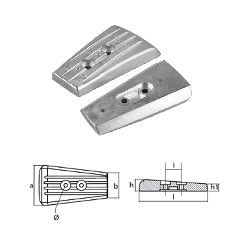Anodo Volvo Penta Piastrina per serie SX 2 fori Alluminio