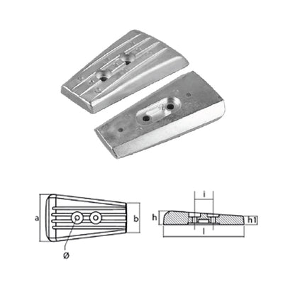 Anodo Volvo Penta Piastrina per serie SX 2 fori Zinco
