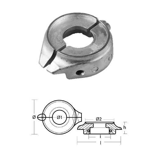 Anodo Volvo Penta Collare per Piede Poppiero S/D 2002 2003 SD 130/150 Zinco