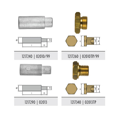 Anodo Ftp Aifo L.40 D.14 M8 Barrotto motore Barca