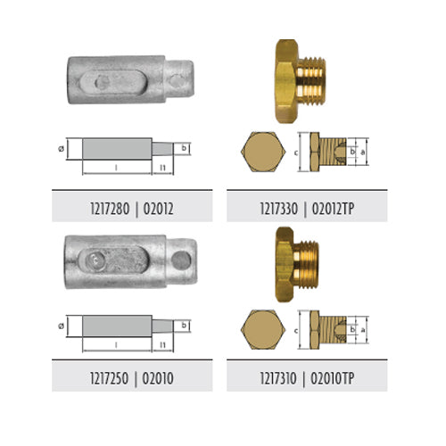 Anodo Ftp Aifo L.40 D.14 M8 Barrotto motore Barca