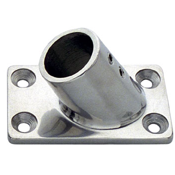 Raccordo Base Inox T inclinato, per tubo Ø 22 o 25 mm, per Barca, corrimano