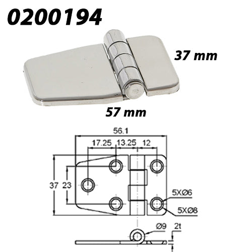 Cerniera Inox C/Cop. 57X37 Accessori Nautici Klovoo