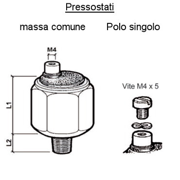 Sensore Pressostato  M10 X 1 Tapered, Short  0.4   0.3 Ss, per Barca