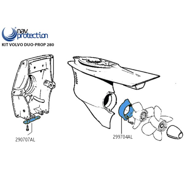 Kit Anodi Volvo Penta per DUO PROP 280 in Alluminio