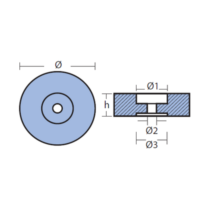 Anodo per Poppa barca diametro 125/135 mm - Completo di tappo e guarnizione
