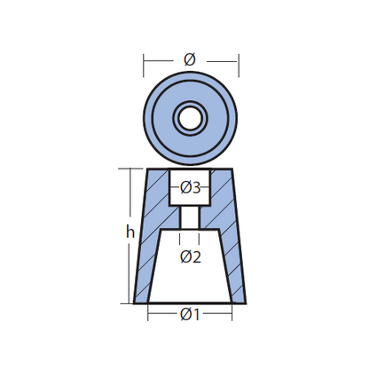 Ogiva conica ricambio per asse 22-25/30/40/45/50/55/60/100/110, anodo per asse