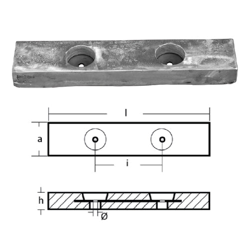 Anodo Anodo Magnesio Gdf 600X120X60X240 per barca in zinco