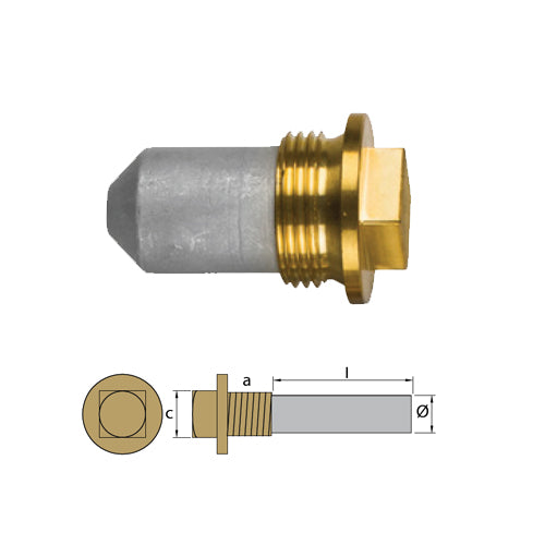 Anodo Barotto Volvo Penta con Tappo , 25x44