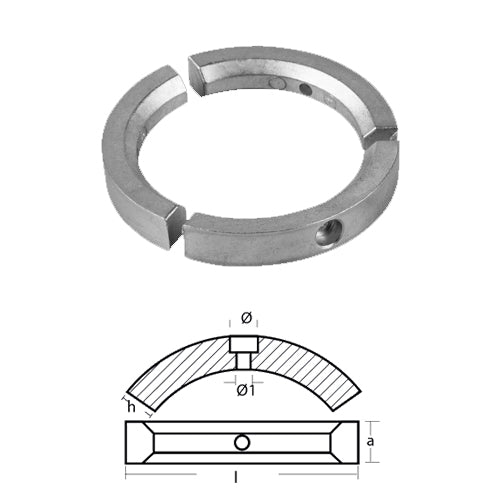 Anodo Volvo Penta Collare Alluminio elica pale abbattibili 3/4 pale Sail Drive