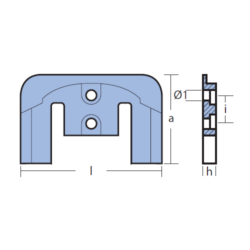 Anodo Piastra per Mercury serie Bravo One - Mercury Mercruiser Bravo 1 Zinco