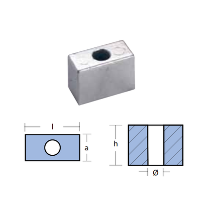 Anodo Cubo per Motore Mercury - Cubotto Mercury Mercruiser in zinco