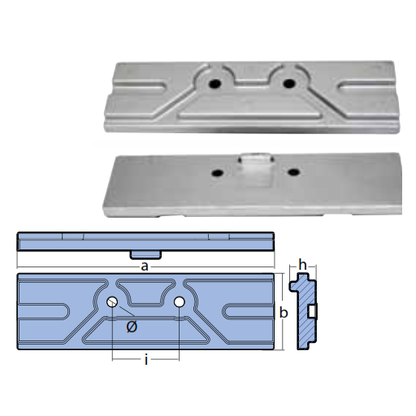 Anodo Piastra per Motore Mercury L170 - Piastrina Mercury Mercruiser in Zinco
