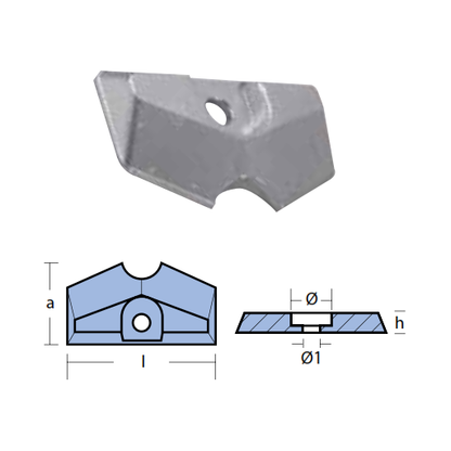 Anodo Piastra per Mercury Motore con foro- Piastra Mercury Mercruiser