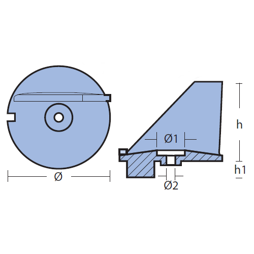Pinna per motore Tohatsu SERIE - 60/70/90 HP 12/140 HP - Anodi Tohatsu