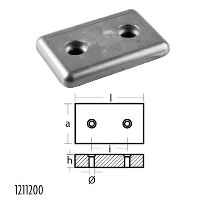 Anodo Arneson Barra motore Rettangolare Anodi barca motore In zinco o alluminio