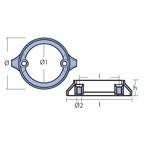 Anodo collare Volvo Penta AQ 280 290 Duo Prop in Zinco