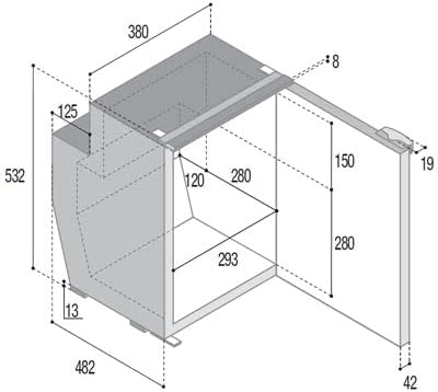 Frigorifero Vitrifrigo per Barca e Camper 12/24v, C51i, 51 lt, Freezer lt 3.6
