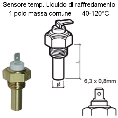 Sensore Temperatura Liquido Raffredamento Motore Barca 40-120°, 1 polo