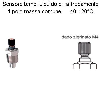 Sensore Temperatura Liquido Raffredamento Motore Barca 40-120°, 1 polo dado M4