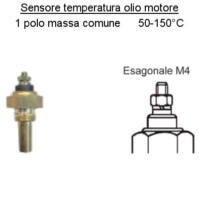 Sensore Temperatura Olio motore Barca, Polo Negativo Comune, esagonale M4