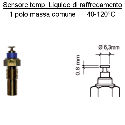 Sensore Temperatura Liquido Raffredamento Motore 40-120° 1 polo negativo comune