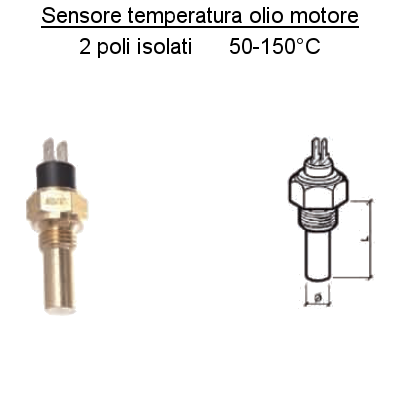 Sensore Temperatura Olio motore Barca, Polo Negativo Comune, 2 poli isolati