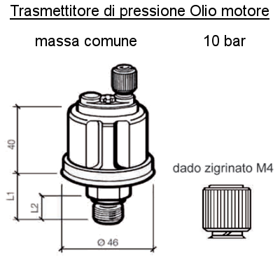 Sensore Pressione Olio Motore Barca Sensore 10 bar-1 polo (1) m.c. Trasmettitore