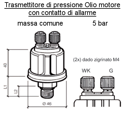 Sensore Pressione Olio Motore Barca 5 bar - 2 poli (1) all con contatto Allarme