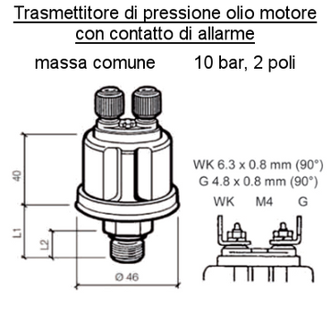 Sensore Pressione Olio Motore (10 Bar)  M10 X 1
