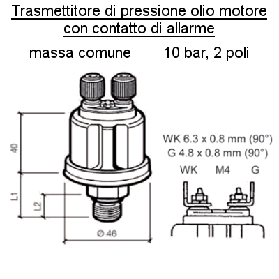Sensore Pressione Olio Motore (10 Bar)  M10 X 1