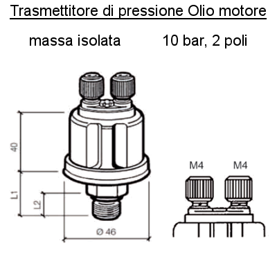 Sensore Pressione Olio Motore (10 Bar)  M10 X 1  Tapered, Short